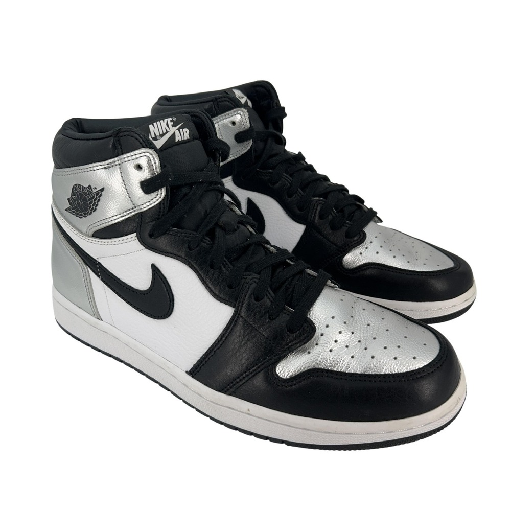 Nike Air Jordan 1 Retro High OG Shoes Womens Size 11 Silver Toe Black CD0461-001